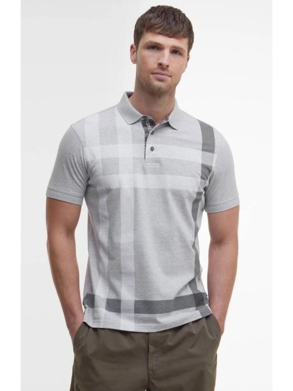 Barbour Blaine Tartan Short Sleeved Polo Shirt Classic Casual Preppy Sz XXL Grey - Picture 1 of 10